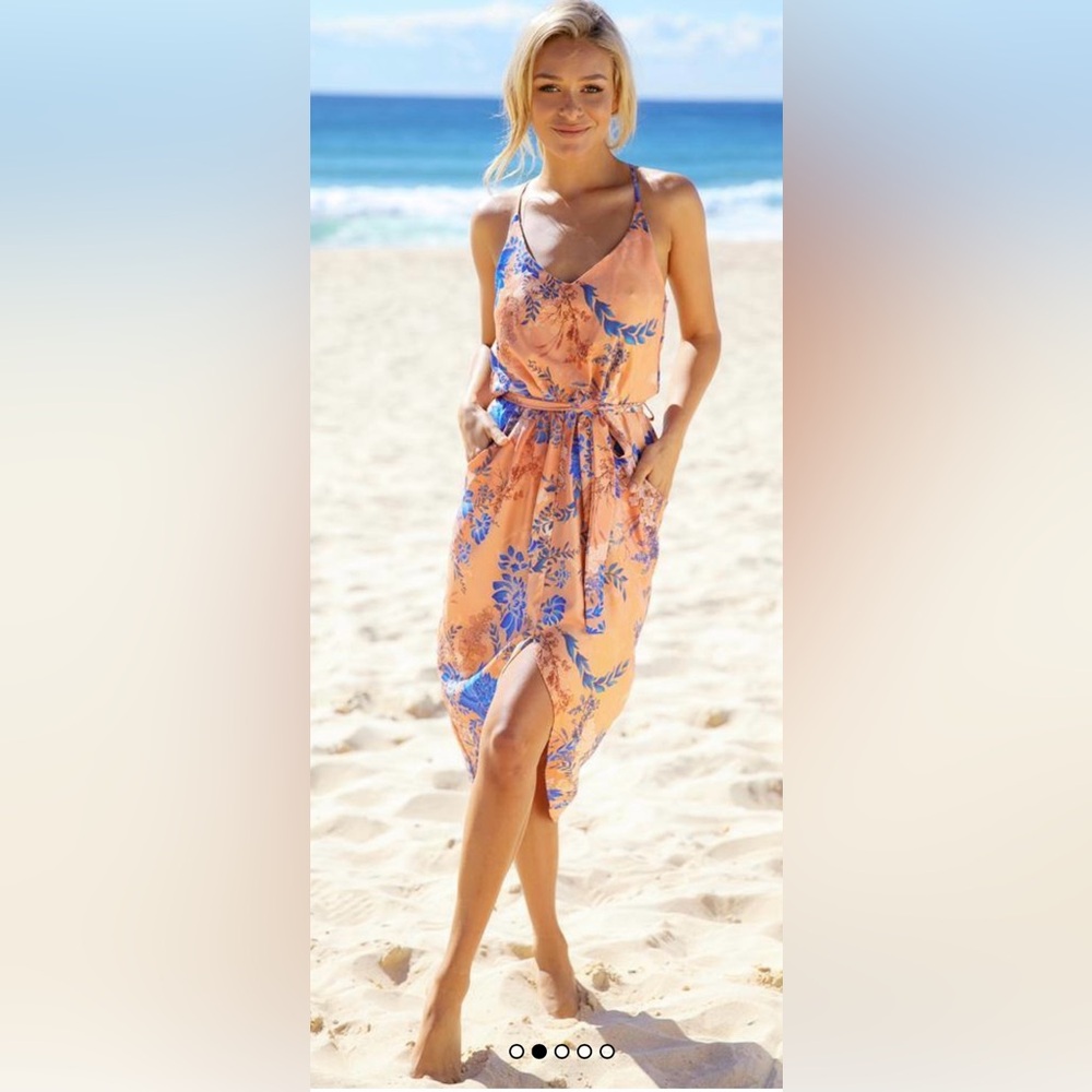 Hello Molly Sleeveless Race  For The  Sun Tulip Skirt Midi Dress TB6